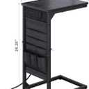 C-Shaped End Table with Fast-Charging Station, Small Couch Side Table with Storage Bag, Sofa TV Tray Table for Living Room, Bedroom, Bedside ET-BK-1