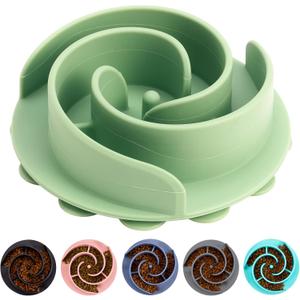 Slow Feeder Dog Bowls Insert, Bestalk Soft Silicone Slow Eating Feeder Insert with Suction Cups for Small, Medium and Large Dogs, Fit into Basic and Elevated Dog Bowls, Green