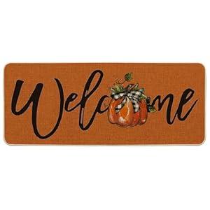 Artoid Mode Orange Pumpkin Fall Welcome Doormat, Autumn Home Decor Low-Profile Switch Rug Door Mat Floor Mat for Indoor Outdoor 24x59 Inch