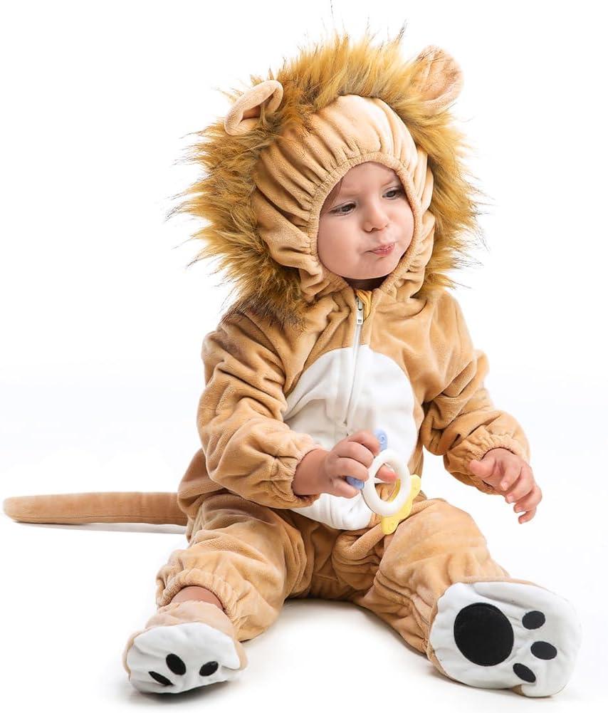 HSCTEK Baby Lion Onesie Costume, Unisex Infant Baby and Toddler Hooded Bodysuit 0-4T (6-9 Months)