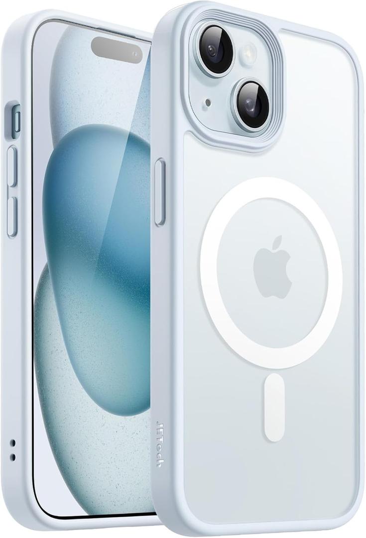 JETech Magnetic Case for iPhone 15 Plus 6.7-Inch Compatible with MagSafe, Translucent Matte Back Slim Shockproof Phone Cover (Blue)
