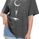 rosemia Womens Oversized Tshirt Graphic Tees Crew Neck Summer Short Sleeve Loose Fit Tops (A-Starry Night Grey, 3XL) 