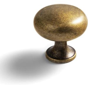 Goo-Ki Vintage Retro Antique Brass Zinc Alloy Cabinet Enlarged knob - Single Hole Center Affordable Luxury Cabinet Pull Hardware for Bedroom, Kitchen, 6 Pack (1.5 inches)
