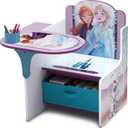 Delta Children - Escritorio con silla, compartimento de almacenamiento, portavasos y reposabrazos, fabricado con madera procesada, diseo Frozen II de Disney