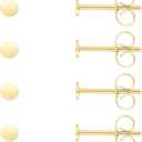 Unisex 6 Pairs Dot Stud Earrings, Surgical Steel Gold Plated Black Tiny Flat Disc Stud Earrings for Women Men