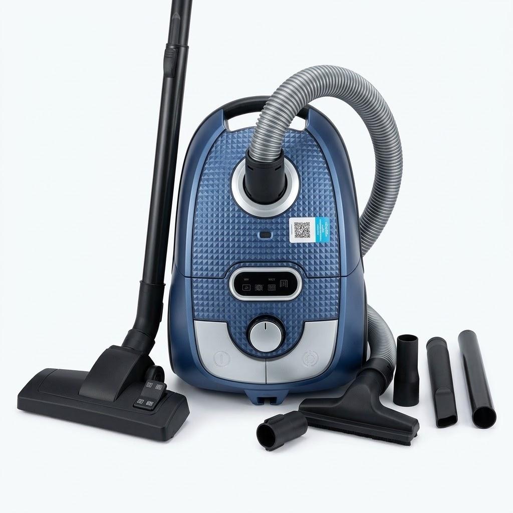 Bagged Canister Vacuum Cleaner, 1400W Powerful High-Suction Bagged Canister Vac with 3.7QT Dust Bags, Pop-N-Go Brush, HEPA Filter, Dual Motors&4 Cleaning Tools, Perfect for Low-Pile Carpets& Hard Floors
