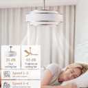 20" Caged Ceiling Fans with Lights and Remote, Fandelier Ceiling Fan with Light, Modern Bladeless Quiet Reversible Motor 6 Speeds for Bedroom, Nursery, Living Room, Silver