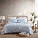 Tommy Bahama - Twin Quilt Set, Reversible Cotton Bedding with Matching Sham, Pre-Washed for Added Softness, Dorm Essentials (Palmday Medium Blue)