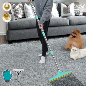 B-Land Carpet Rake for Pet Hair Removal, Reusable Pet Hair Remover with 60 Adjustable Long Handle, Carpet Scraper Dog Cat Hair Remover Tool for Rugs, Mats, Couch, Furniture Blue