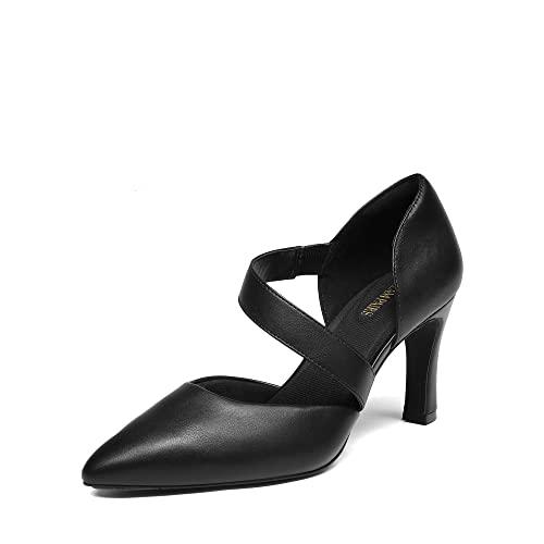 DREAM PAIRS Women's High Heels Pumps Dress Closed Pointed Toe Comfortable D'Orsay Pumps Shoes for Work Office Wedding Dancing Charmane,Size 8,Black-Pu,SDPU2350W