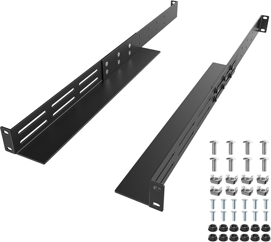 1U Universal Rack Mount Rails 4-Post Server Rack Shelf Rail 16"-30" Adjustable Depth Server Rack Rail Compatible with APC, HP, IBM, DELL, Compag Cabinet & Rack