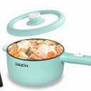 Dezin Hot Pot Electric, 2L Non-Stick Saut Pan, Rapid Noodles Cooker, Mini Portable Pot for Steak, Egg, Fried Rice, Ramen, Oatmeal, Soup with Power Adjustment & Spatula, College Dorm Room Essential (Sage Green)