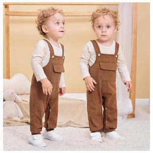 CARETOO Newborn Baby Boy Clothes Infant Boy Romper Fall Winter Outfits Bodysuit 2Pcs Striped Long Sleeve Top Overalls 0-3M