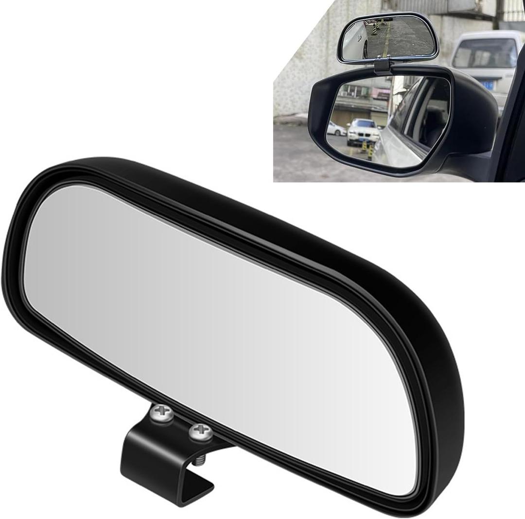 1 PC Car Rearview Blind Spot Mirror, 5.7" x 2.5" Rectangular Adjustable HD Glass Reversing Assist Mirror, Wide Angle View Bolt-on Anti-fingerprint Mirror, Universal for Cars (Black)