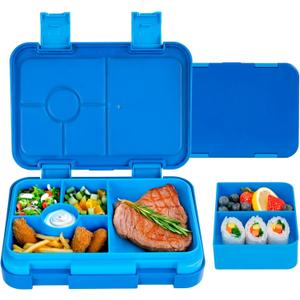 Bento Box for Kids & Toddlers, Leak-Proof Lunch Box with 5/6 Compartments - Back to School, Snack Containers for On-the-Go Meal, Made with Safe BPA-Free Material
