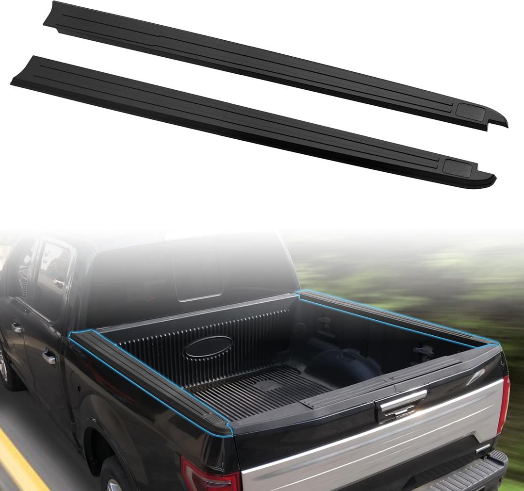 Bed Side Rail Cap Cover for 2015-2020 Ford F-150 with 5'5" Bed, Black Truck Right & Left Side Bed Rail Molding Cap Protector for Ford F150 2015-2020 Accessories