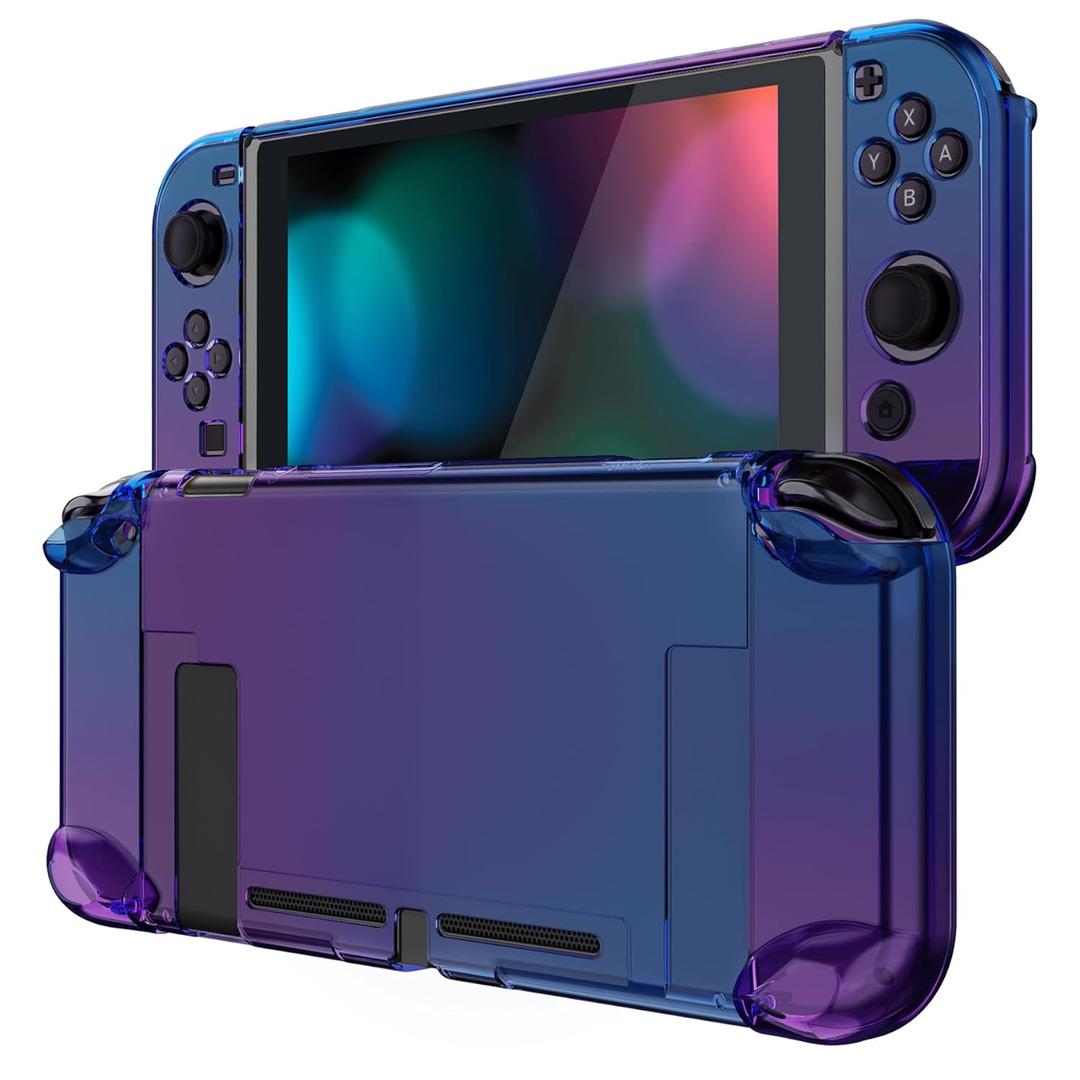 eXtremeRate PlayVital Unique Cover for Nintendo Switch, Protective Case Protector for Switch - Shock-Absorbent Anti-Scratch Dockable Durable Hard Shell Game Accessories, Gradient Translucent Bluebell