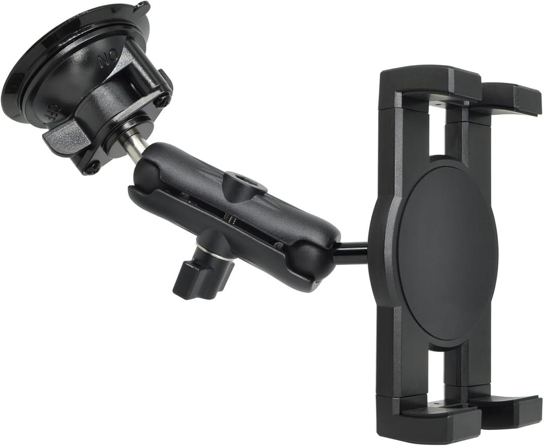 iPad Holder for Car Dashboard Windshield,Aluminum Arm Heavy Duty,Tablet Suction Mount for Window, Compatible with 6.5-12.9" Tablets/,1" Ball Mount