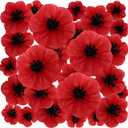 WILLBOND 30 Pcs Halloween Artificial Red Poppy Flowers Large Poppies Fake Flowers for Wicked Birthday Veterans Day Carnival Back to School Party Backdrop (6,8,12 Inches)