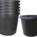 findmall Short 15 Gallon Premium Nursery Plastic Planter Flower Herb Vegetable Garden Grow Pots with Drainage Holes for Outdoor and Indoor Use, Black, 6 Pack