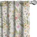 Ambesonne English Garden Curtains, Repetitive Floral Pattern with Vintage Different Flowers Bouquet, Window Treatments 2 Panel Set for Living Room Bedroom, Pair of - 28" x 84", Yellow Beige (28"W x 84"L (Pack of 2))