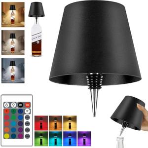 2026 New Wireless Bottle Lamp,RGB LED Bottle Lights for Liquor & Wine Bottles,Bottle Light with Remote Dimmable(RGB Black,1pc)