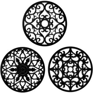 Boxiki Kitchen Silicone Trivet Mat | Trivets for Hot Dishes, Pads, Trivets, Microwave, Pot and Mexican Wall Decor (Black)