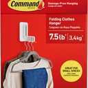 Command Folding Clothes Hanger, Holds up to 5 Hangers 7.5 lb, 1.5lbs per Rung, 1 Hook with 5 Rungs, 4 Strips, Closet Organizer, Home Organization (Large)