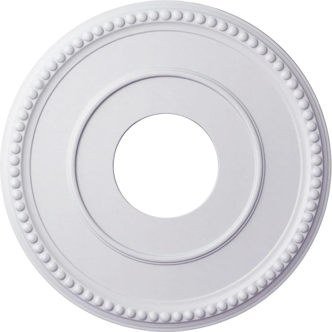 Ekena Millwork CM12BR Bradford Ceiling Medallion, 12 1/2"OD x 3 7/8"ID x 3/4"P (Fits Canopies up to 6 5/8"), Primed