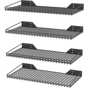 Wall Mounted Storage Shelf for Garage, 4 Pack Metal Shelf Rack, 23.6 inches x 12.2 inches x 1.95 inches