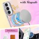 Toycamp for Samsung Galaxy S24 FE Case - Compatible with Magsafe Aesthetic Cute Holographic Galaxy S24 FE Case with Diamond Bling Lens Protector Cover for Women Girls, Fireworks Castle