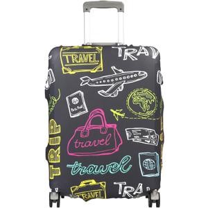 Luggage Cover for Suitcase,Elastic Spandex Carry on Luggage Protector Suitcase Covers,Suit Case Sleeve Fit 25-28 Inch Luggages (Black Travel, L)