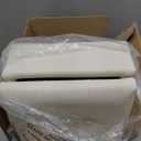 Adeco Faux Leather Storage Ottoman with Hinged Lid, 17.5 Inch High Cream White Square Cube Foot Stool with Storage, Upholstered Vanity Stool with Solid Wood Legs for Living Room, Bedroom, Dorm