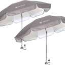 AMMSUN Chair Umbrella with Universal Clamp Adjustable 47 inches and 360° Swivel & UPF 50+ Protection Portable Sun Umbrella, Secure Clip on Camping/Beach Chairs, Stroller, Wheelchair, Golf cart, Lounger, Grey, 2 PACK