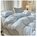 Nayoroom Gingham Duvet Cover Queen Size Blue White Plaid Checkered Comforter Cover 3 Pcs Soft Breathable Washed Microfiber Grid Farmhouse Bedding Set with Pillow Shams