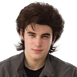 Baruisi Short Fluffy Mens Wig Synthetic Layered Brown Wig for Men Halloween Cospaly Hair Wig