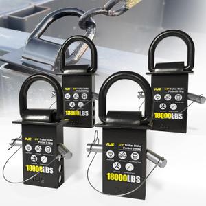 KJE 5/8" Heavy-Duty Stake Pocket D-Ring Anchors |18,000 lbs Breaking Load | Adjustable Tie-Down with Anti-Loss Cord |Reliable Tie-Downs for Flatbed Trucks & Trailers (4-Pack)