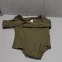 QINSEN Women's Sexy Square Neck Bodysuit Long Sleeve Double Lined Shirt Tops (Large, Dark Olive)