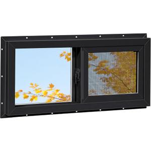 Vinyl Basement Window, Bathroom Sliding Window 32" x 14" Black
