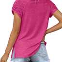 XIEERDUO Womens Summer Tops Casual V Neck T Shirts Short Sleeve Shirts Loose Fit Flowy (Pink, S)