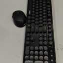 Wireless Keyboard and Mouse Combo, Retro Style Keyboard with Round Keycaps, 2.4GHz Dropout-Free Connection Mouse with 3 Adjustable DPI for Windows Notebook PC (Black)
