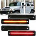 4 PCS Amber LED Side Marker Light for Hummer H2 2003-2009, H2 Smoked Lens Front Turn Signal Indicator, 144 SMD LED Sidemarker Lamps - 2 Amber+2 Red