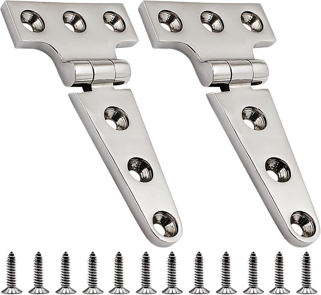 316 Stainless Steel T Hinges Marine Grade Heavy Duty Boat Hatch Hinge Casting Cabinet Hardware Door Hinge with Screws