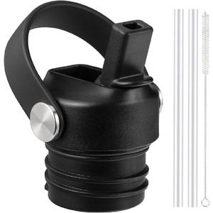 KMN Straw Lid for Hydro Flask Standard Mouth, Lids with Strawfor Hydroflask 18 21 24 oz Standard Mouth, StrawTop for Hydro Flask, Replacement Sport Cap (Black)