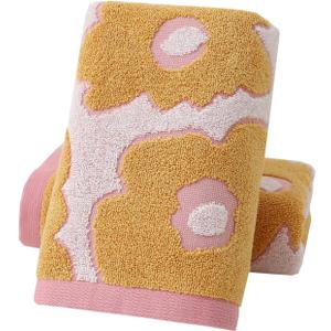 Pidada Hand Towels Set of 2 Floral Pattern 100% Cotton Absorbent Soft Decorative Towel for Bathroom (Pink)