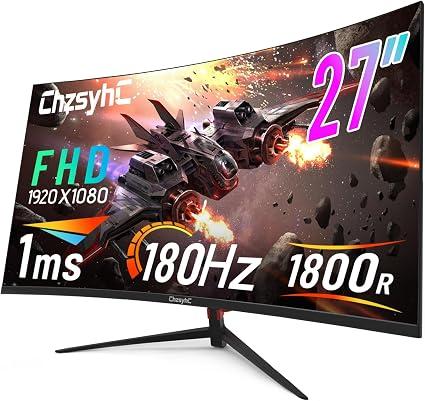 27 Inch Curved 180Hz Gaming Monitor, 1800R Curved Gaming Monitor, 1ms MPRT, FHD(19201080P), Freesync, HDMI2.0,DP1.4, VESA Mountable(DP&HDMI Cable Incl