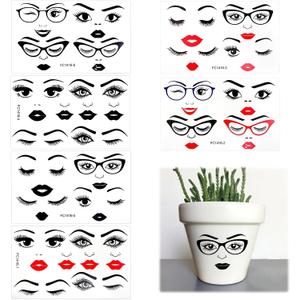 Morofme Facial Features Sticker Make a Face Stickers for Crafts Lips Mouth Stickers Eyes Eyebrows Nose Decals Woman Face Sticker for Clay Pots Mugs Table Wall Halloween Party Decor