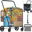 Heavy Duty Folding Shopping Cart with 360° Swivel Wheels, Super Jumbo