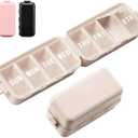 NEW Foldable Weekly Pill Organizer with Extra Grid, Portable 7 Day Pill Box Once / 1 Time a Day, Week Daily Medicine Organizer - Large Travel Pill Case Holder Dispenser for Vitamin, Supplement-Khaki