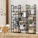 NUMENN Triple Column 5 Tier Bookshelf, Bookcase with 14 Open Display Shelves, Adjustable Rustic Industrial Style Book Shelves, Modern Bookshelves for Bedroom, Living Room and Home Office, Vintage